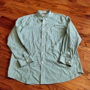 EUC L.L. Bean Men's Checked Button-Down Green & Blue Size Large‎